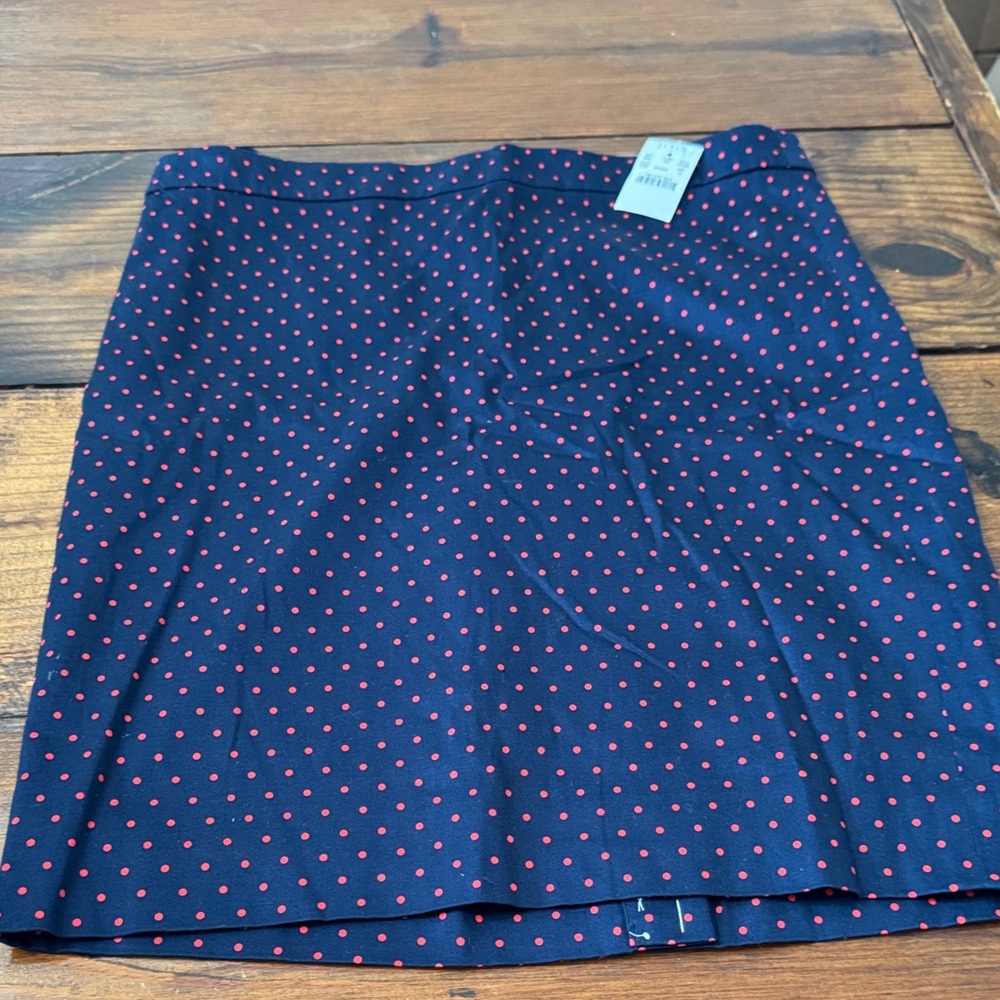 J. Crew Factory Navy Mini Skirt with Red Polka Dots